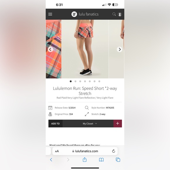 Lululemon Speed Shorts size 10 Rad Plaid Very Light Reflective (Coral plaid) - Picture 2 of 6